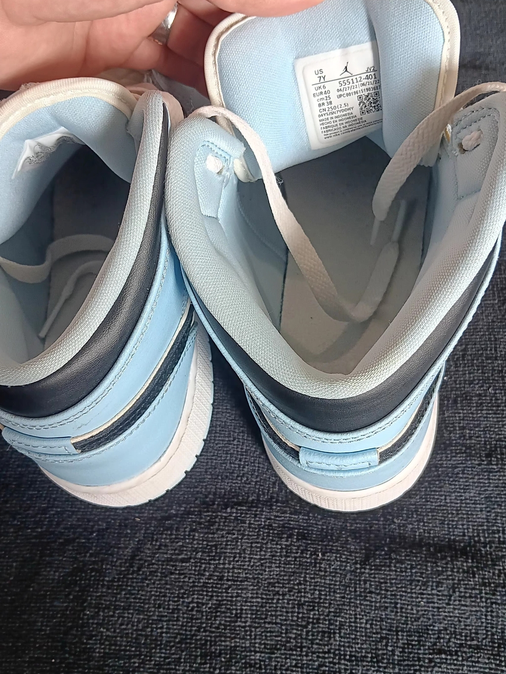 Kids Light Blue and White High-Top Sneakers - Youth Casual Shoes